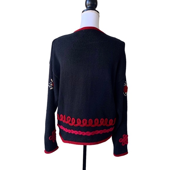 VINTAGE AMANDA SMITH EMBROIDERED EMBELLISHED FLORAL CARDIGAN SWEATER - Picture 3 of 16